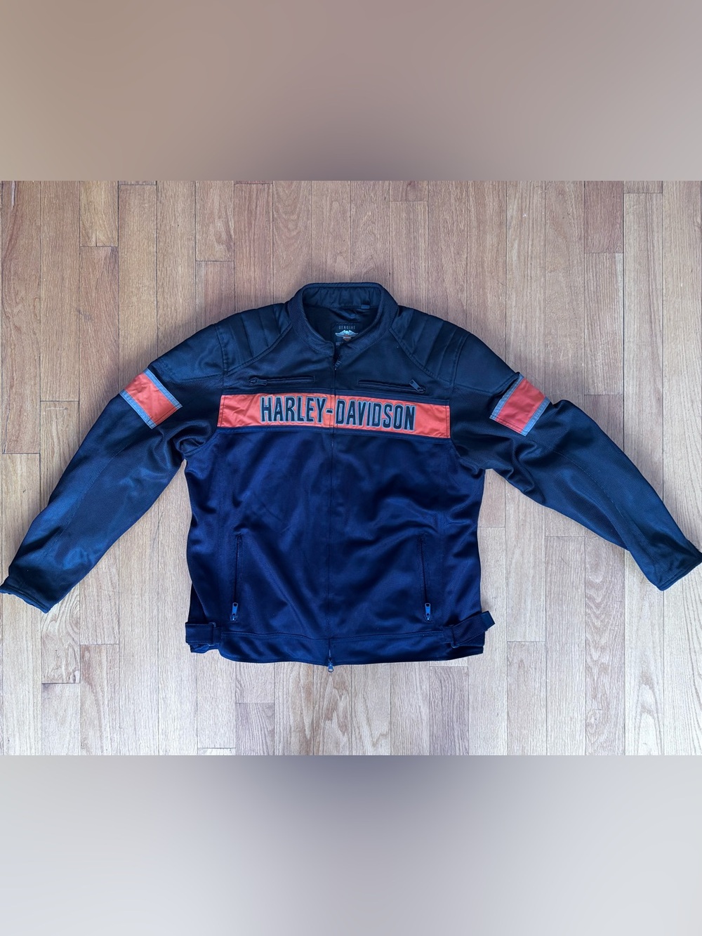 Harley-Davidson Black Jacket with Orange Chest Stripe